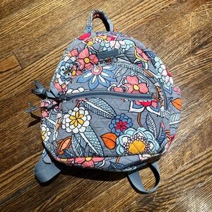 Vera Bradley Gray and Pink Floral Small Backpack